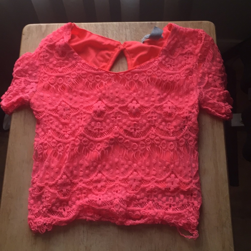 pink lace crop top